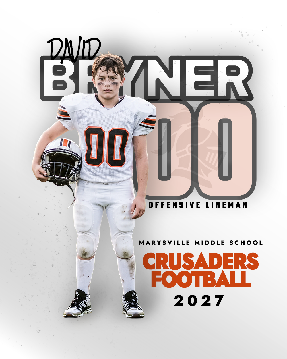 Football player poster template, fully assembled